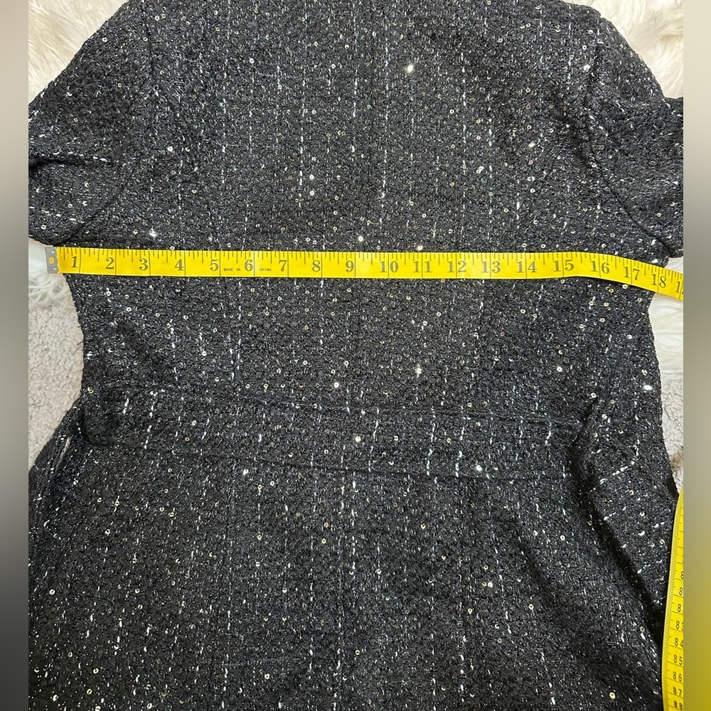 Nwt Black Tweed raw hem Women's pea Coat with belt preppy chic - Picture 13 of 15